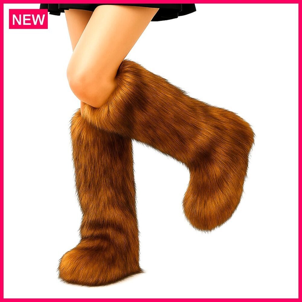 Faux Fur Leg Warmers Adjustable Boot Cuffs Winter Costume Accessory